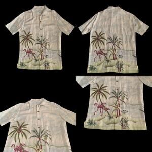 Tommy Bahama Men's Size S Hawaiian Button Up Short Sleeve Silk Linen Blend Shirt